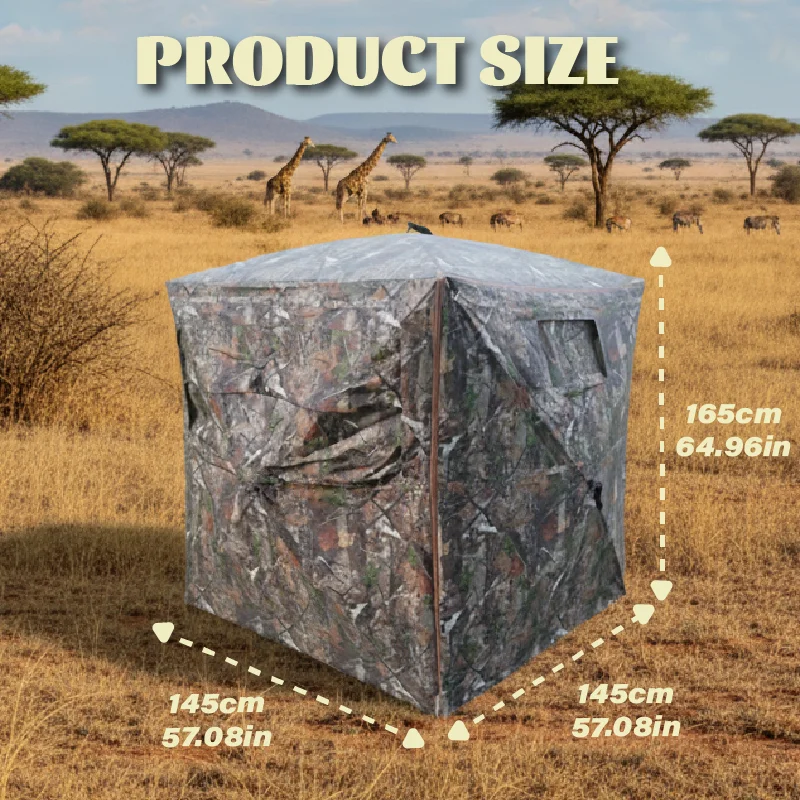 

Camouflage Lightweight Durable Pop-Up Hunting Blind Easy Set-Up And Pack Away Ground Shelter for Deer Turkey Duck Hunting