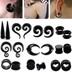 2pcs Heart Taper Ear Tunnel Plug Black Snail Horn Shape Ear Gauges Expander 3-20mm Ear Stretching Piercing Body Jewelry