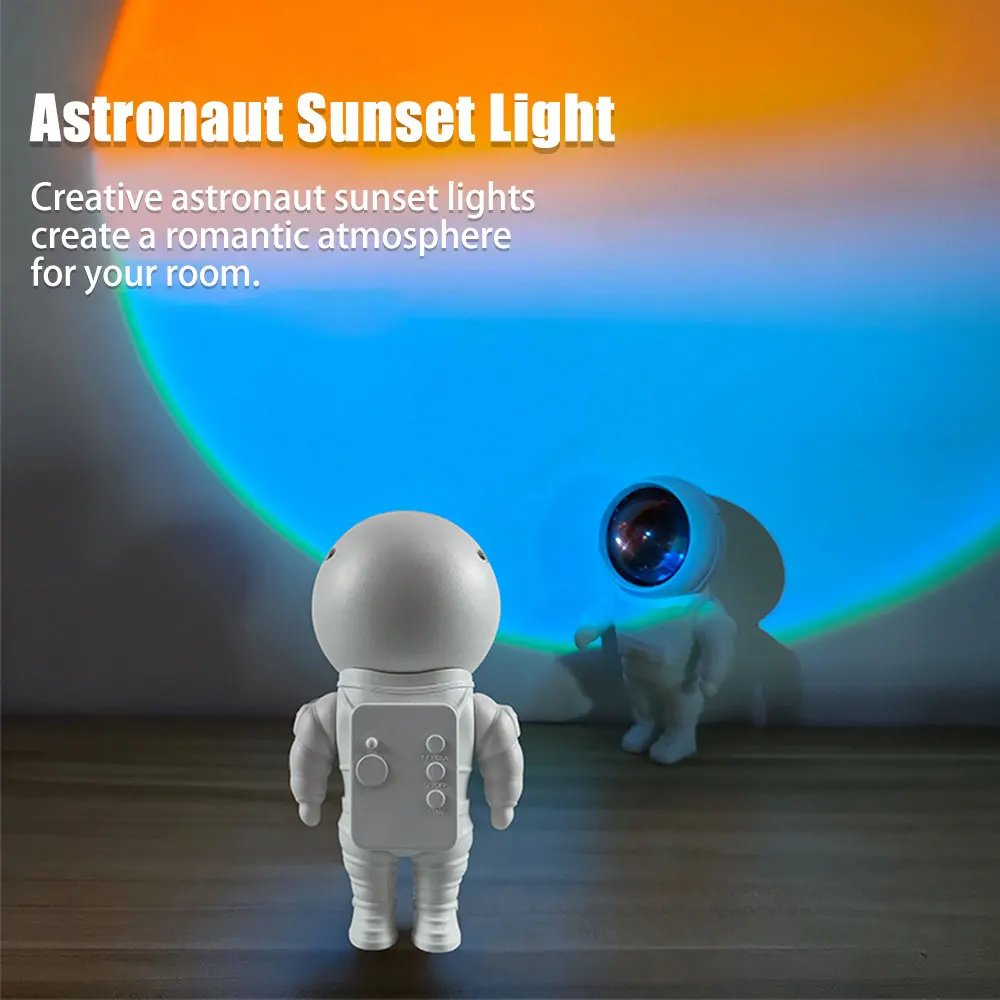 Imagem -03 - Criativo Mini Noite Lâmpada Astronauta Robô Pôr do Sol Luz Rgb Fundo Projeção Atmosfera Lâmpada de Mesa Decoração para Casa