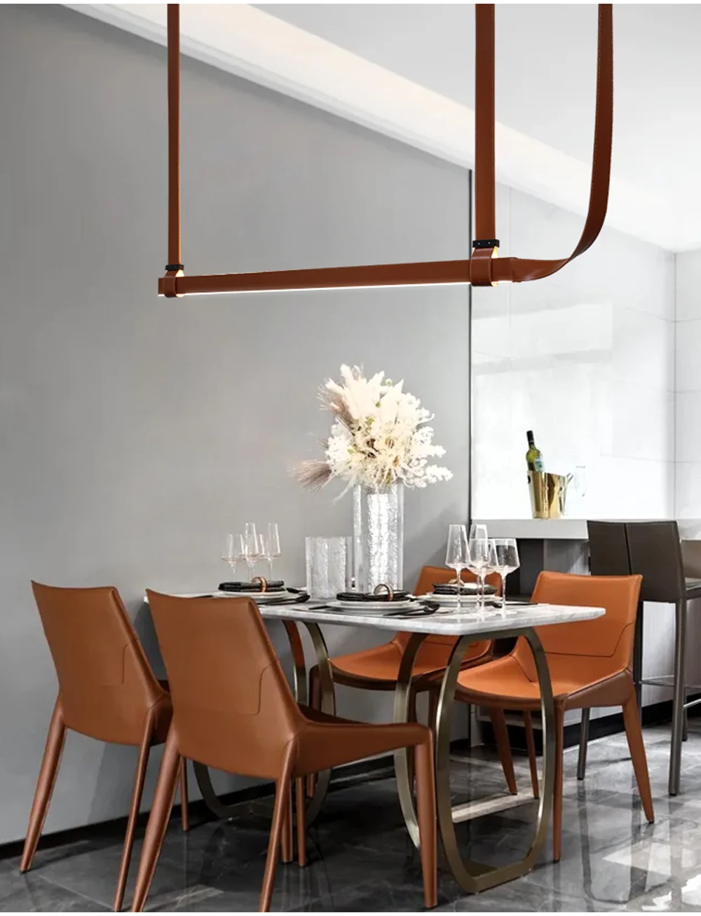 Build Home Artistic Leather Black Brown Pendant Lights