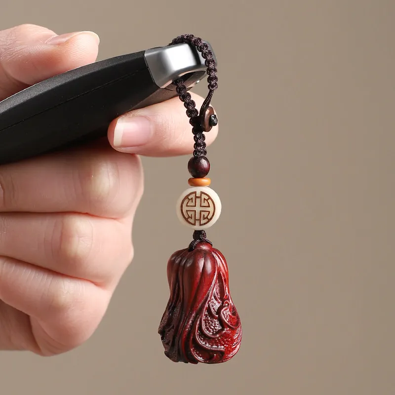 Red Sandalwood Car Keychain Chinese Cabbage Pendant for Men Women Bag Charm Creative Birthday Gifts