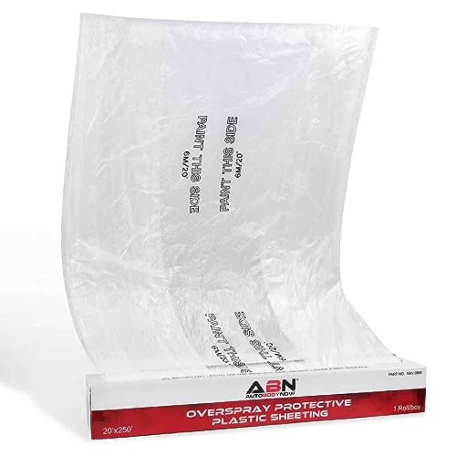 

Clear Plastic Sheeting 10 Micron 20 x 250ft Transparent Protective Masking Film Automotive Painting and More