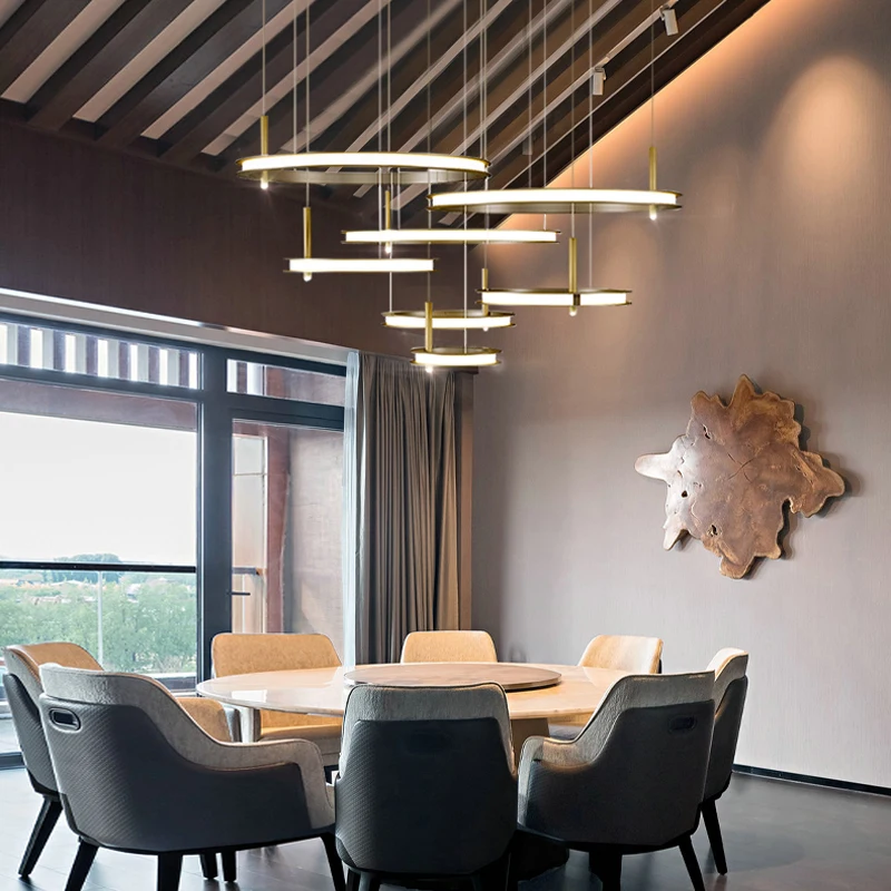 Modern Circle LED Pendant Light For Living Room Decoration Villa Pendant Lighting  Room Decor DIY Pendant Lamp For Office