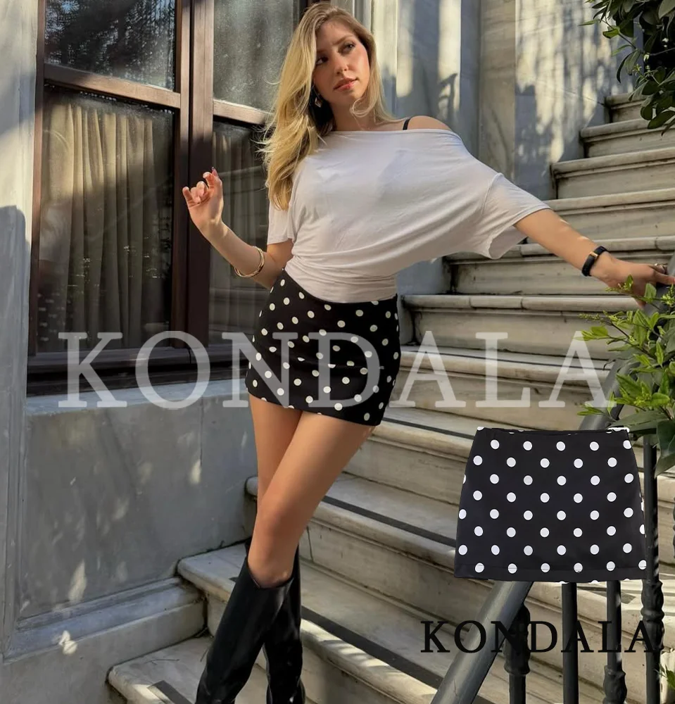 

Модная юбка KONDALA в горошек в стиле High Street, женская летняя шикарная мини-юбка с запахом, новинка 2026 года, модная элегантная женская юбка для праздников