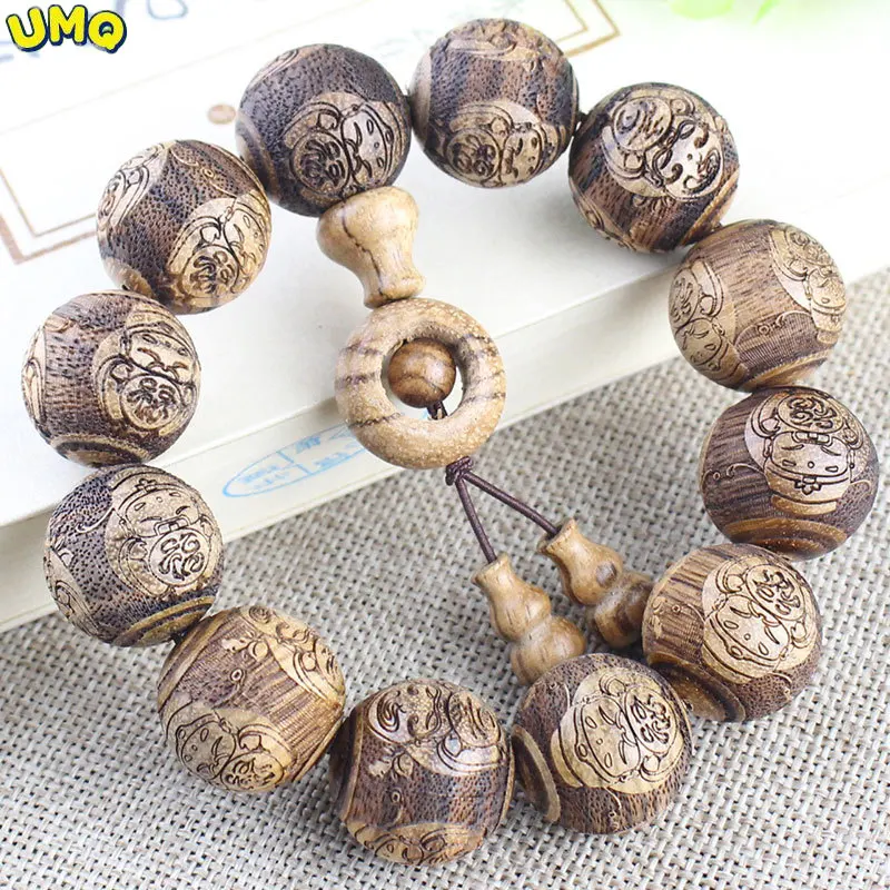 Cuerda de mano de fregadero de madera maciza Natural Phu Shou Chenxiang pulsera de Madera Juguetes de papelería joyería de mano de amantes de hombres y mujeres