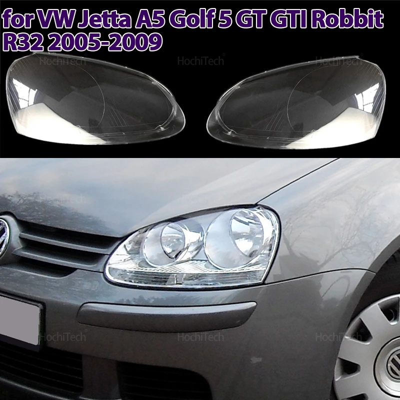 Scheinwerferabdeckung für VW Golf 5 MK5 Jetta A5 GT GTI R32 2005–2009 Auto-Scheinwerfer-Objektiv-Glas-Ersatz-Frontlampenschirm Auto-Shell