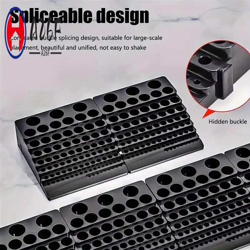 

A26F-85 Hole Tool Bit Holder Storage Box, Mandrel Drill Bench Tool Holes Screwdriver Bit Holder Drill Head Storage Case,Black
