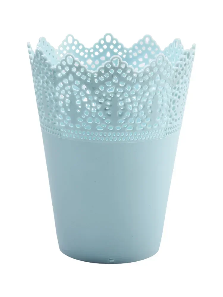 Flower Pot Plastic Hollow Flower Holder Crown Lace Pierced Flower Vase Storage Flower Pot Self Watering Flowerpot Decoration