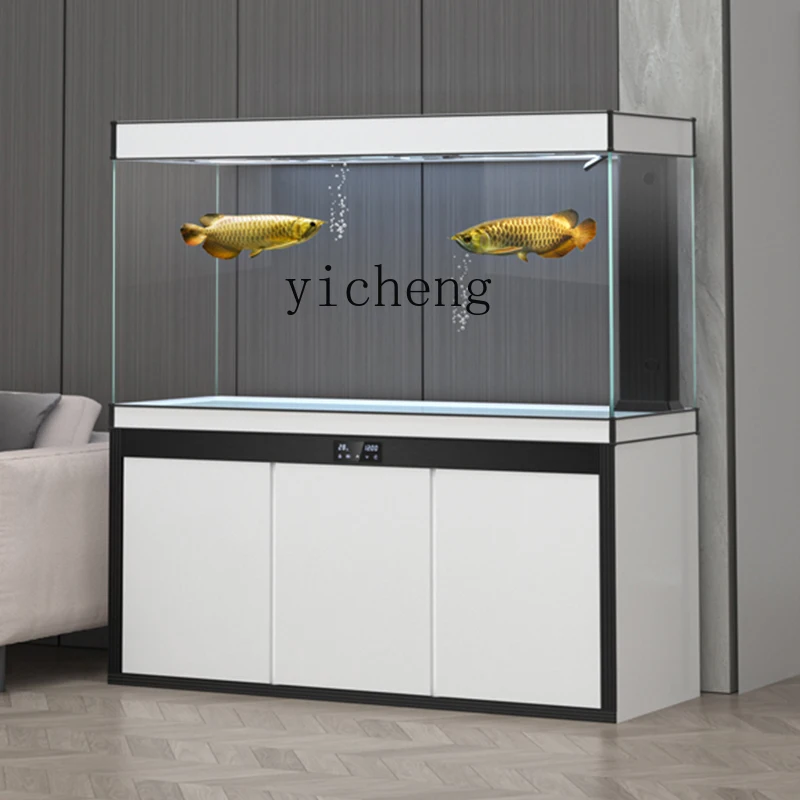 Yy Super White Glass Fish Tank Living Room Large Floor Household Hallway Ecological Fish Tank