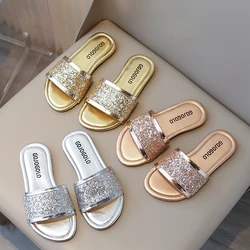 Anti-slip Wear-resistant Soft Bottom Multi-color Girls Flat Slippers Girls Comfortable Summer PU Flip-flops Code 26-36