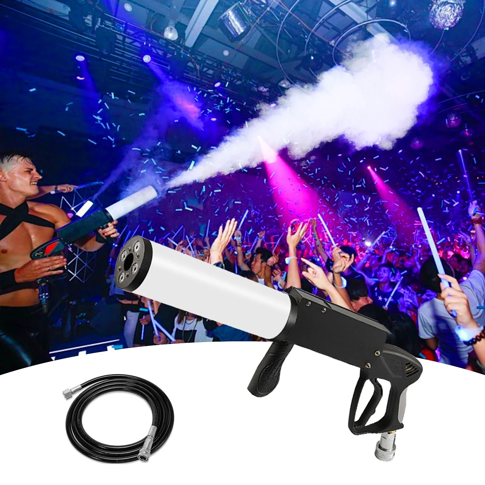 DJ Equipment DMX Co2 Jet Spray Machine RGB LED Co2 Smoke Fog DJ Gun