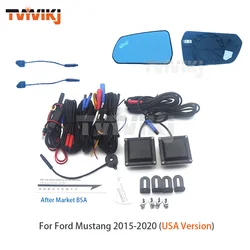 Side rearview blue mirror glass lens with blind spot system  For Ford Mustang 2015-2020 Wide Angle View anti glare