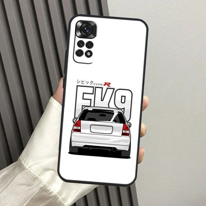 JDM Type R Civic Sport Car Case For Xiaomi Redmi Note 10 Pro Note 11 8 9 12 Pro 11S 10S 8T Redmi 10C 12C 9C 9T Cover