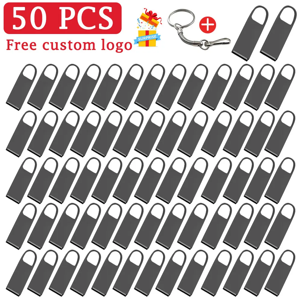 50pcs Metal USB Flash Drives 64GB Waterproof USB Stick 4GB Free Key Ring Pen Drive Gift Free Shipp Memory USB 2.0 Free Logo