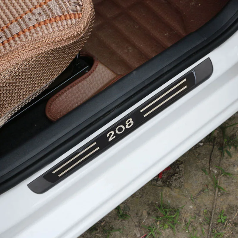 4Pcs/Set for Peugeot 208 2012 - 2020 Stainless Steel Car Door Sill Plate Auto Pedals Protector Cover  Accessories