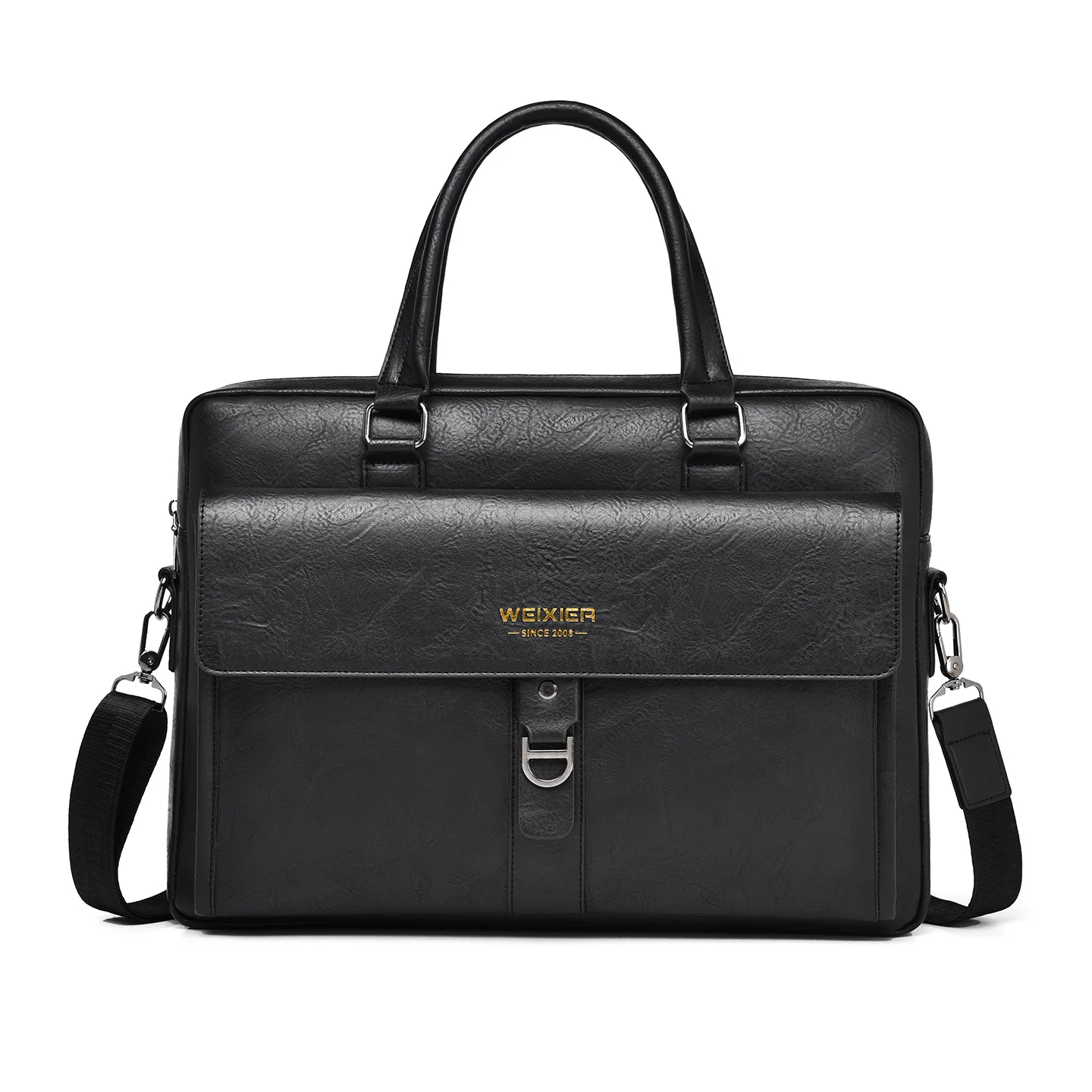 Vintage Dark Brown PU Leather Men Briefcase 15.6 Inch Laptop Handbag Detachable Shoulder Strap Business Office Messenger Bag view 5