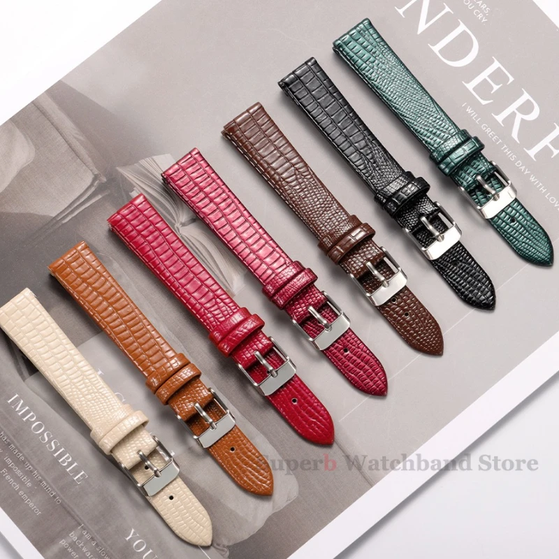 موضة سحلية الملمس الجلود حزام الساعات دبوس مشبك لينة مقاوم للماء حزام ساعة اليد للنساء والرجال 8 مللي متر 10 مللي متر 12 مللي متر 14 مللي متر 16 مللي متر