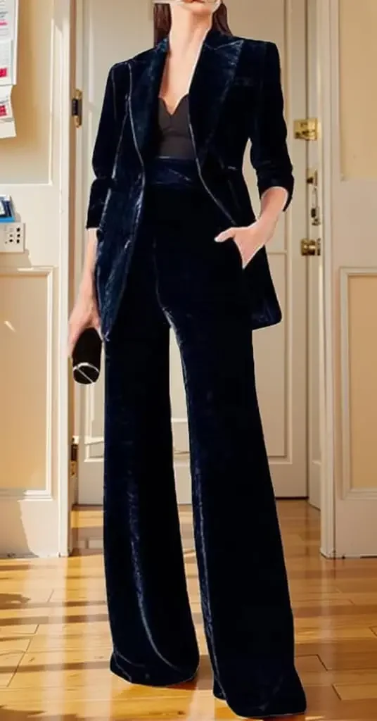 

Женский двубортный бархатный костюм, комплект из двух предметов для деловых встреч и офисной одежды, свадебные банкеты, ужины и танцы