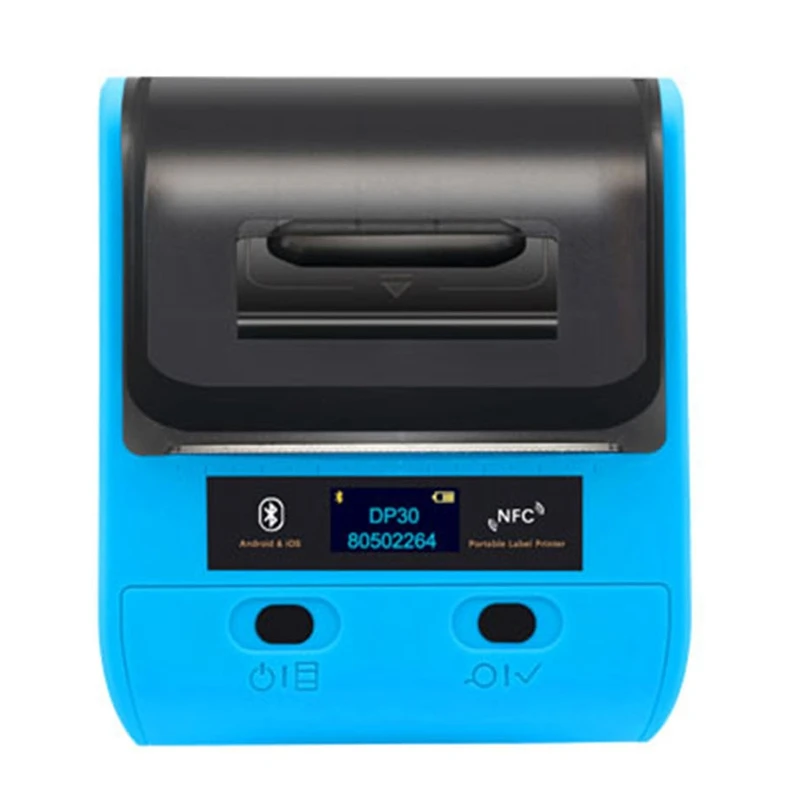 

Thermal Label Printer 80mm Bluetooth Printer Smart Barcode or QR Code Printer for Android and IOS (US Plug,Blue)