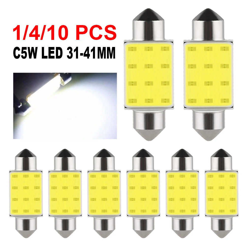 1/4/10 PCS C5W Festoon LED Bulb 31mm 36mm 39mm 41mm Car Interior Dome Trunk License Plate Light COB 12V 7000K White Super Bright