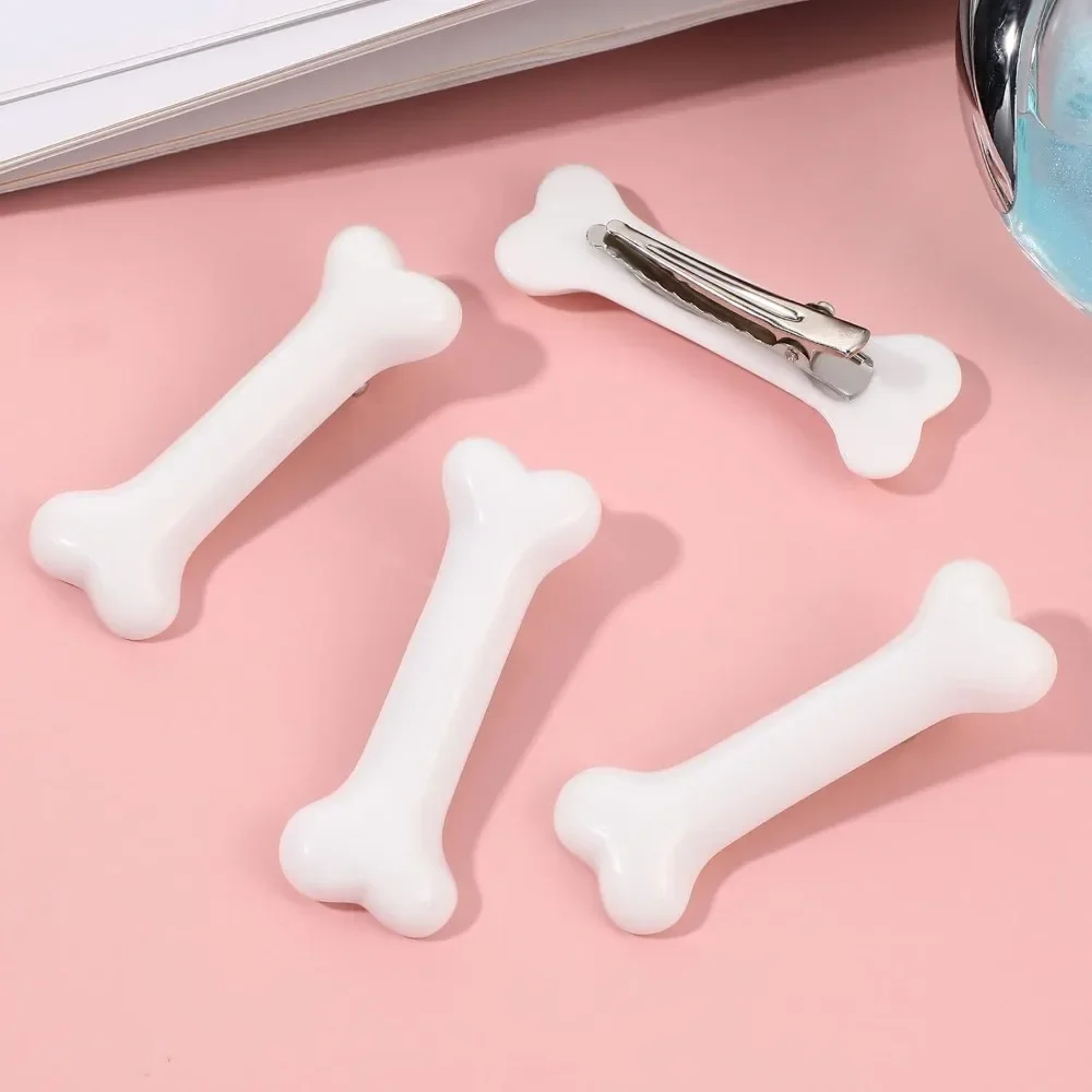 Beaupretty هالوين الأبيض الكلب العظام مقاطع الشعر ، الاصطناعي الكلب العظام دبابيس الشعر التمساح المشابك عيد الميلاد إكسسوارات الشعر ل