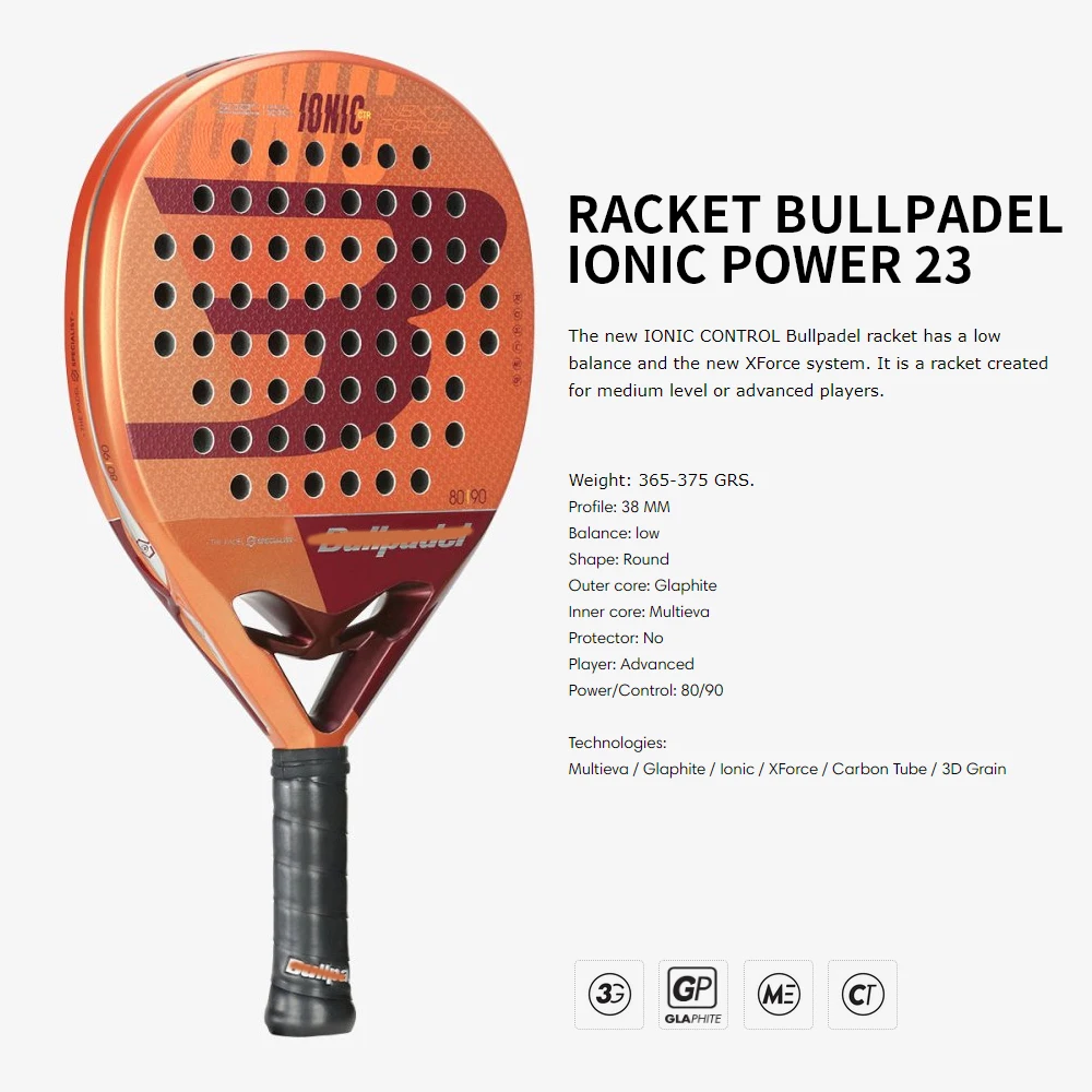 Padel  AXYM IONIC POWER 23 bull paddleTennis Racket Shockproof Carbon Fiber Tennis Racquet 375g Fast Control Tennis Padel Bull