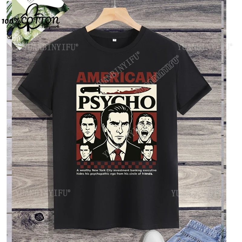 new listing Classic Film  American Mental Patients Printed T-shirt Top Cotton Short-sleev O-neck Unisex shirt Loose Comfortable