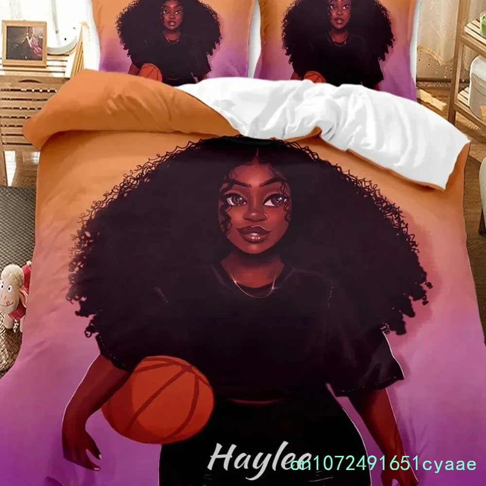African American Black Girl Duvet Cover Set,Black Girl Magic Bedding Set,3D Comforter Cover,Birthday Gift For Black Women Girls 4