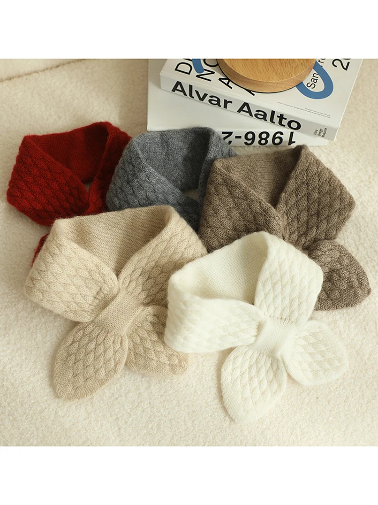 

Шарф для родителей и детей, детский перфорированный маленький шарф с крестом, 100% кашемировый шарф с перекрестным воротником, вязаный осенне-зимний чехол на шею, аксессуары