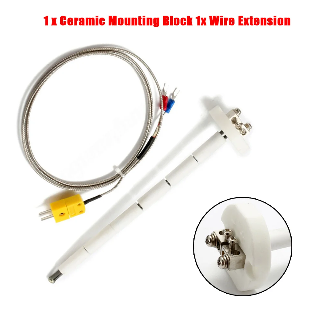 

K-Type Thermocouple Sensor Ceramic Furnace Wire Thermal Detector Probe 2372°F 1300°C F/C 11G High Tool Parts