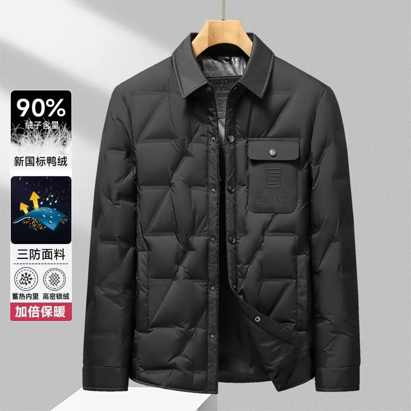Winter Men Lightweight 90% Duck Down Jacket Warm Windproof Turn-Down Collar Coat Man Down Padded Shirt jaqueta masculina JK-201