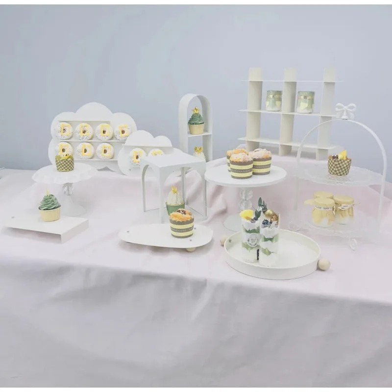 

Dessert Table Display Stand Cream Dessert Table Ornament Tea Break Dessert Table Display Engagement Baby Banquet