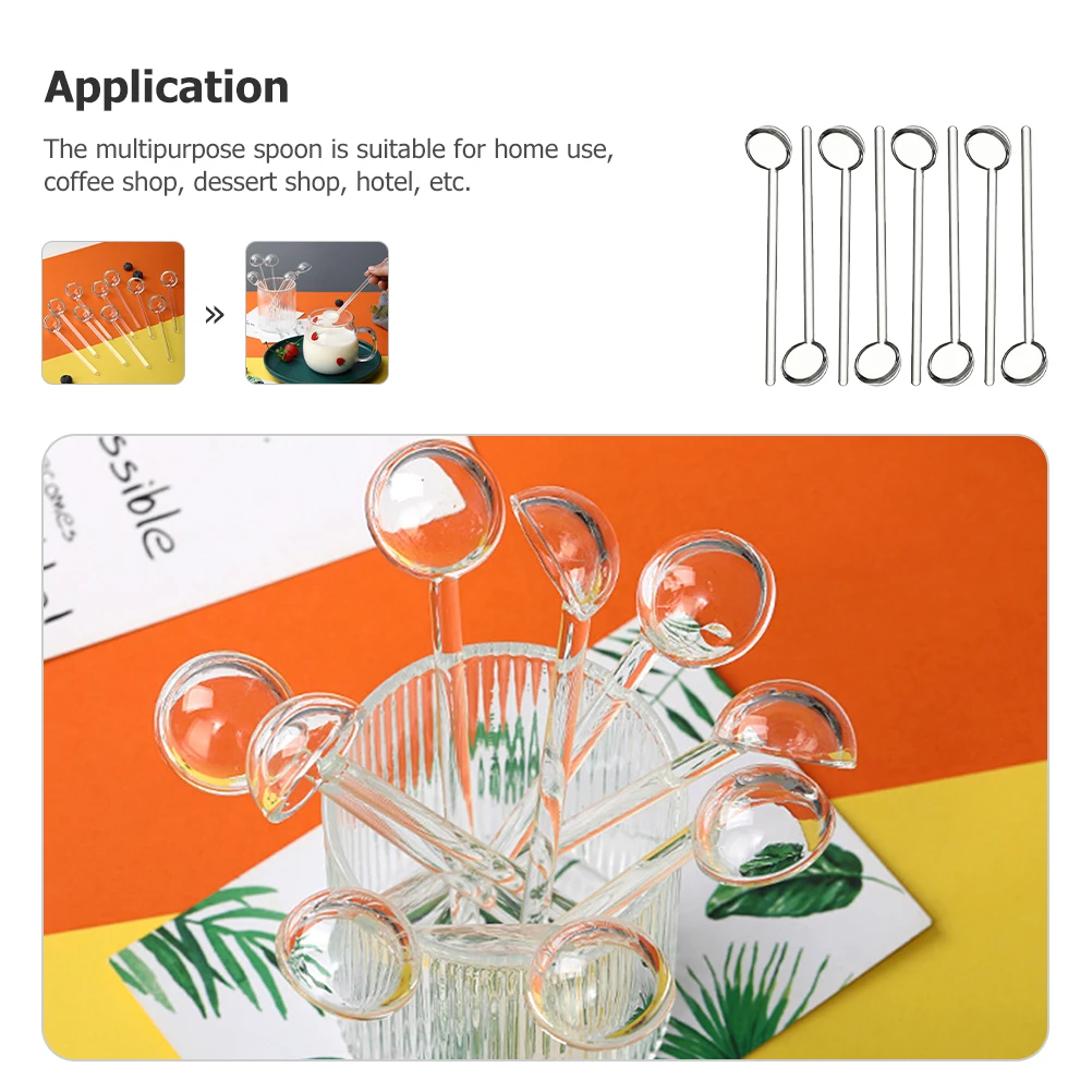 

8 шт. стеклянные кофейные ложки, прозрачные мини-ложки для смешивания эспрессо, чая, десерта, домашняя вечеринка, стеклянная ложка для кофейной чашки