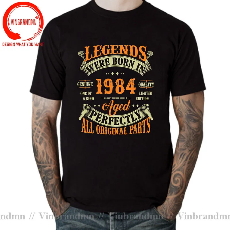 Genuine Quality Limited Edition Legends Born In 1984 T Shirts Men Vintage Made In 1984 Aged Perfectly All Original Parts T-Shirt