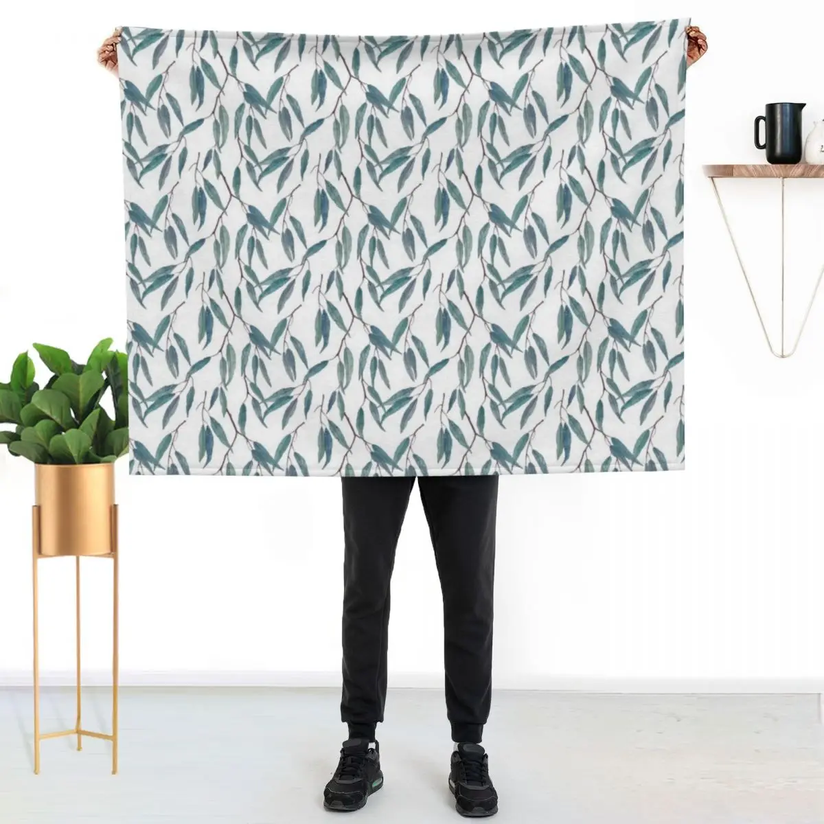 Eucalyptus leaves on white Throw Blanket Winter beds for sofa Bed Fashionable Weighted Designers Luxury Blankets