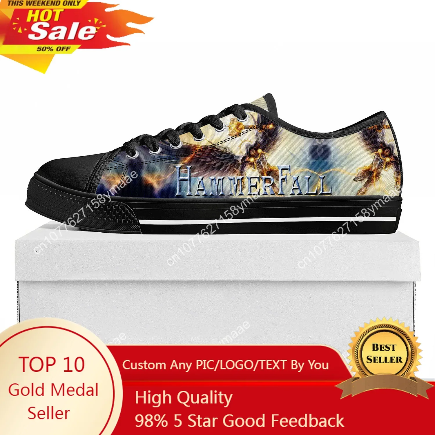 

HammerFall Band Low Top Sneakers Womens Mens Teenager High Quality Sneaker Canvas Casual Custom Made Shoes Customize DIY Shoe