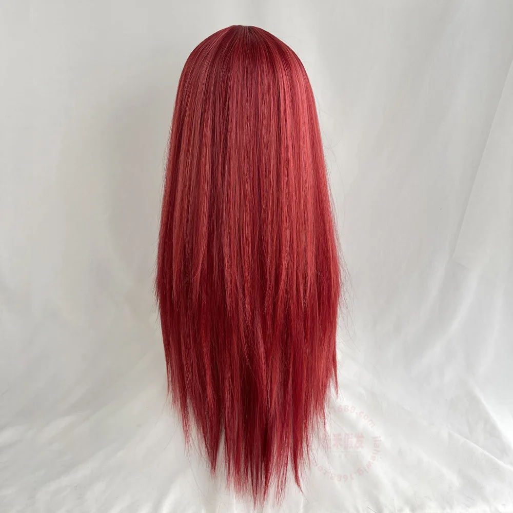 جديد منتصف هامش الانفجارات شعر مستعار أحمر اللون واقعية طويلة مستقيم الشعر العالمي كوس ارتفاع درجة الحرارة شعر مستعار الحرير #4
