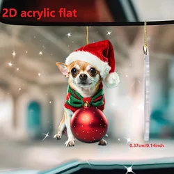 Christmas Chihuahua Dog 2D Acrylic Keychain Cute Puppy Pendant Versatile Charm for Car,Backpacks,Phone,Home,Festive,Gift & Decor