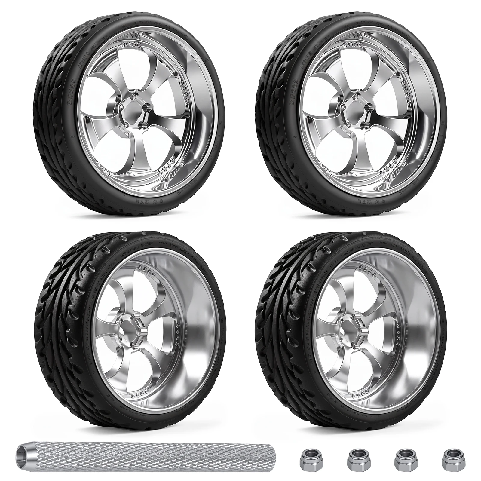 4pc 27mm Selectroplating Process Wheels with tool nuts for 1/28 1/24 wltoys K989 Series TG Racing RC Car Upgrade Wheels