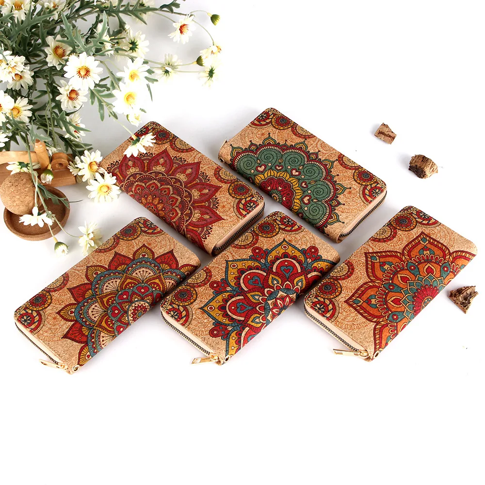 Women Vintage Flower Pattern Short Wallet, Eco-friendly Material Wallet, Zipper Around Coin Purse, Clutch Card Case