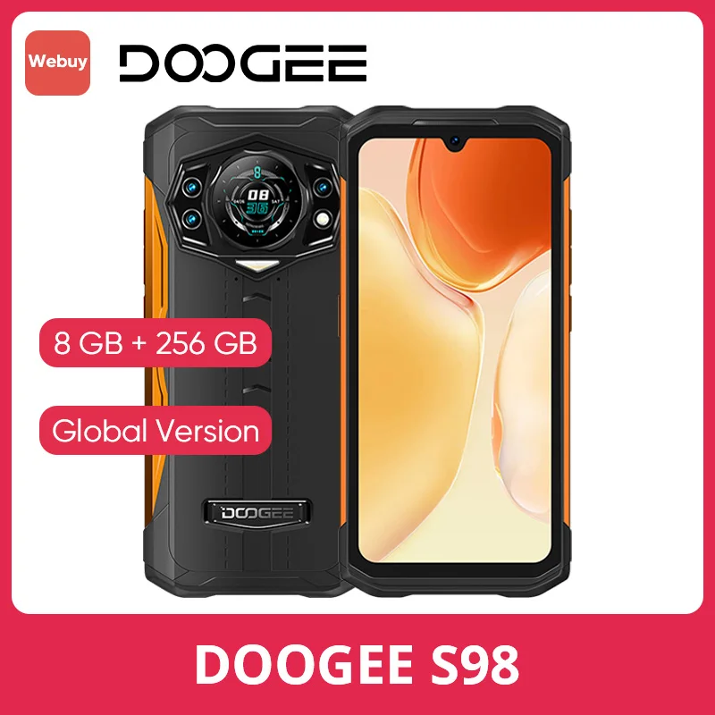 Глобальная версия DOOGEE S98 Набор задний дисплей Helio G96 Octa Core 6000mAh большой аккумулятор 64MP тройная камера 6.3 