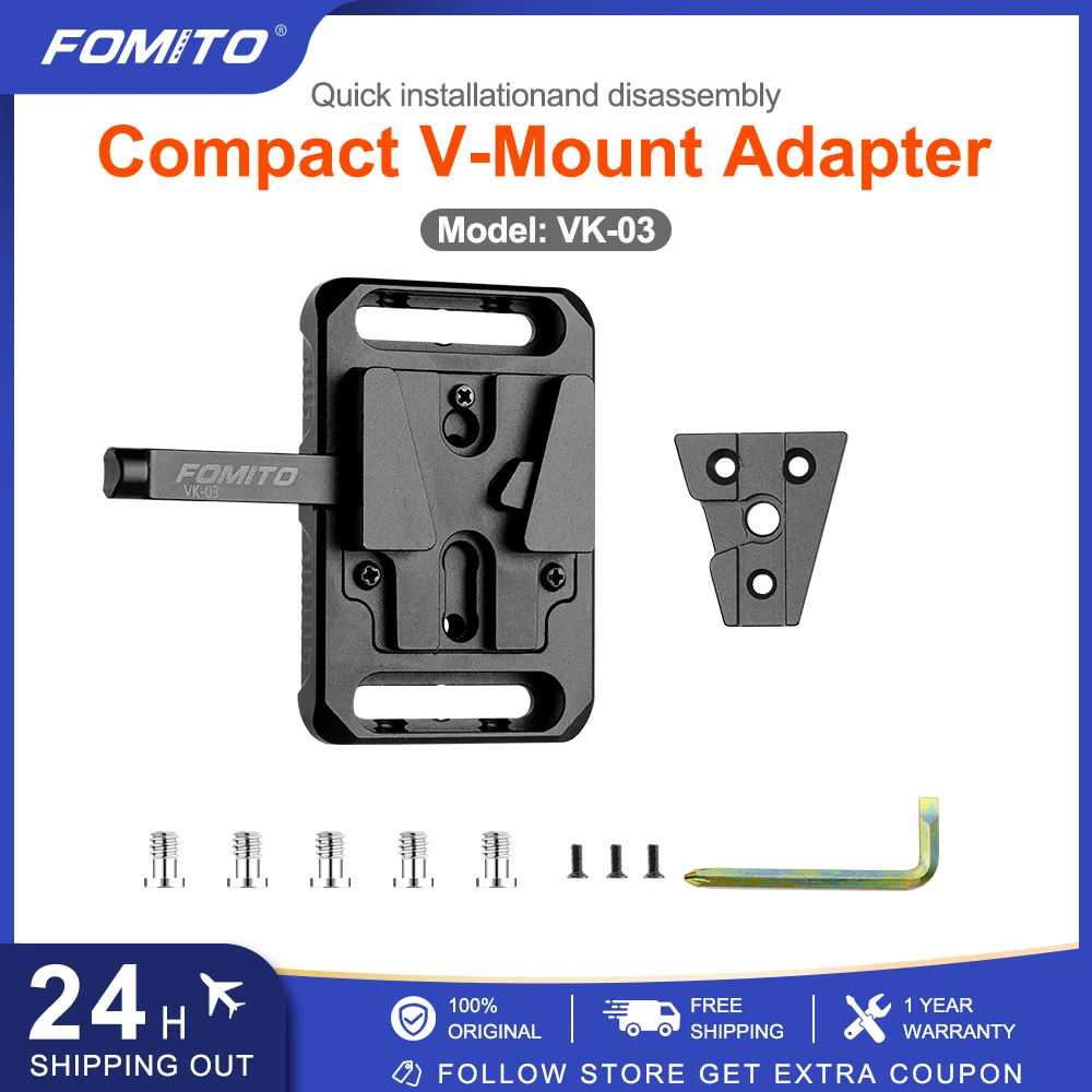 FOMITO V-Mount Aluminiowa Płytka Szybkozłączki Stacja Bazowa Śruba 1/4 Odpowiednia do Baterii V-Port F970