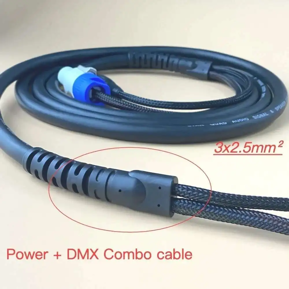 10M Stage Lighting Dmx And Power Combination Cable PowerCon 3Pin XLR Plug 3x2.5mm² Power Cord Split Cable For Moving Head Lights