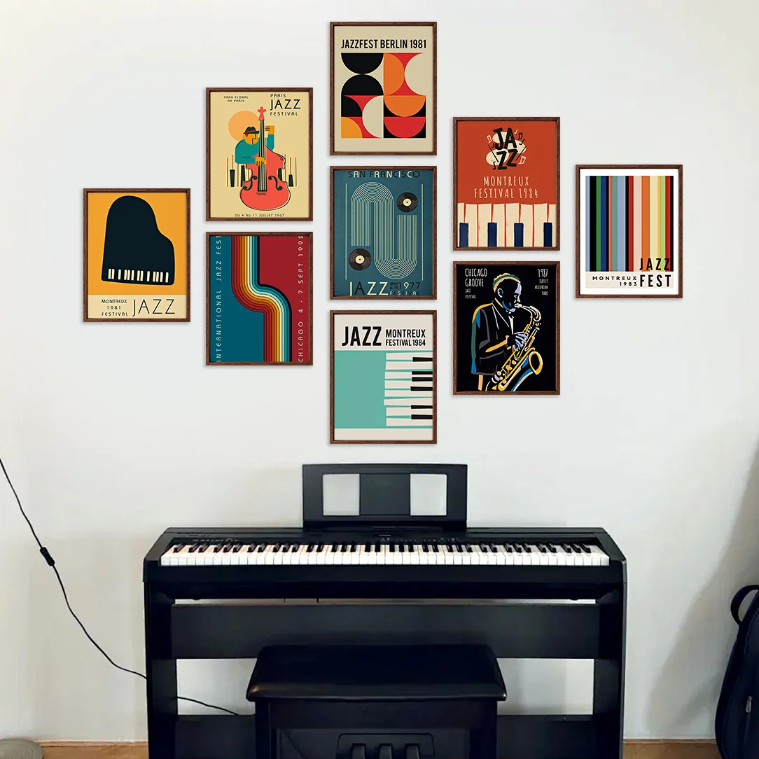 Jazz Music Poster Decorative Art and Vintage Style Wall Art for Music Lovers, Home, Office, Living Room Decoration, Unframed