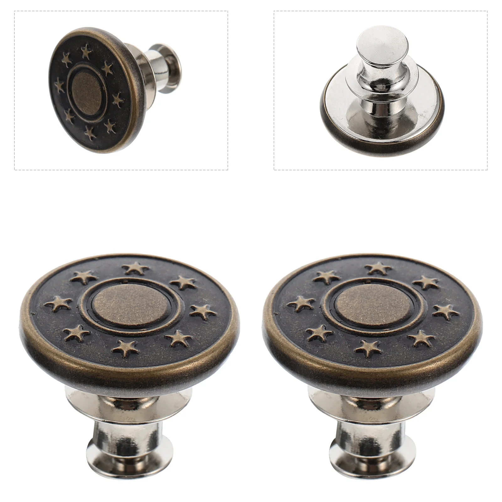 

20Pcs Jeans Waist Buttons Premium Alloy Replacement Studs Adjustable Detachable Metal Fasteners for Denim Trousers