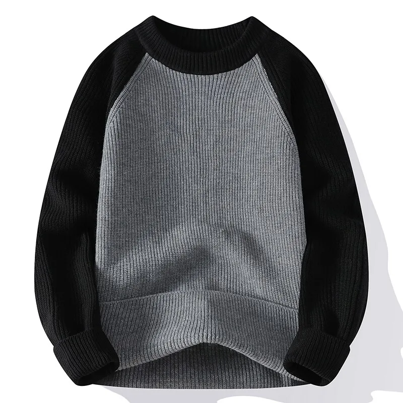 

GIOIO men's sweater, round neck color matching casual knit sweater, autumn and winter fashion all-match bottoming pullover