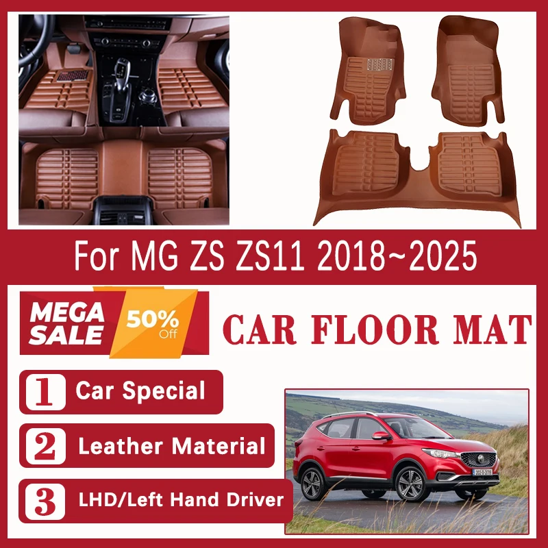 

Car Floor Mats For MG ZS ZS11 MGZS EV VS ZST 2018~2025 Leather Carpet Foot Cover Left Hand Driver Rugs Interior Auto Accessories