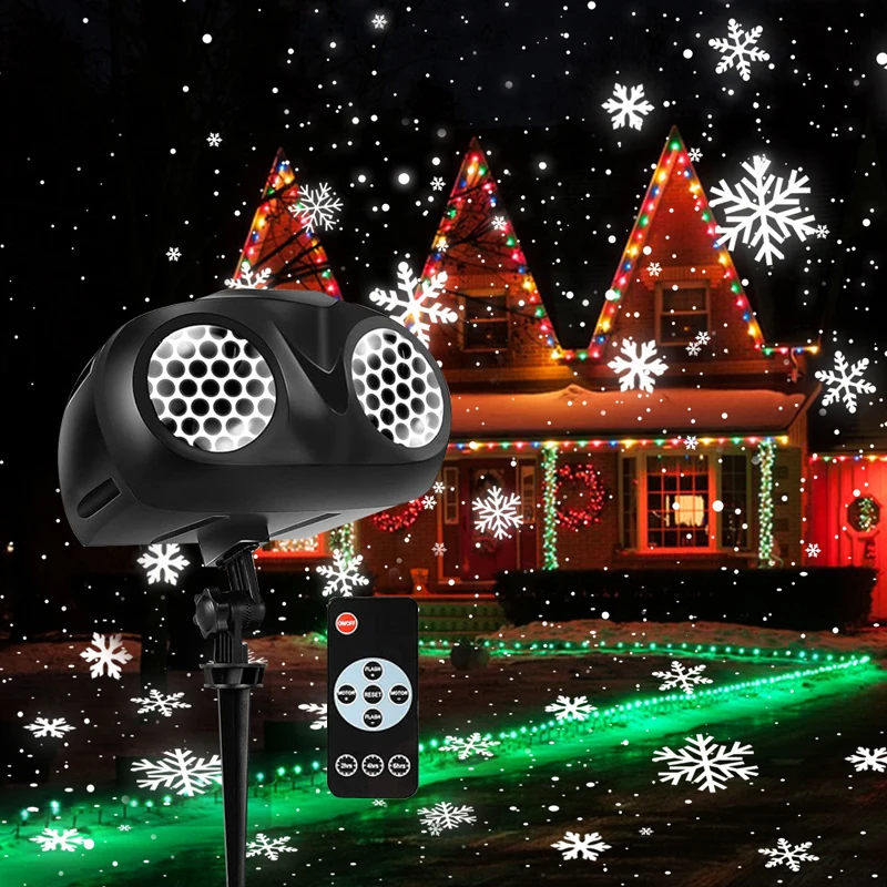

Christmas Snowfall Projector Light Owl Shape Outdoor Highlight Landscape LED Snowflake Projection Lamp for Party New Year 2024