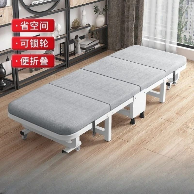 Folding bed, durable four-fold bed, office nap essential, stable weight-bearing companion bed, single bed