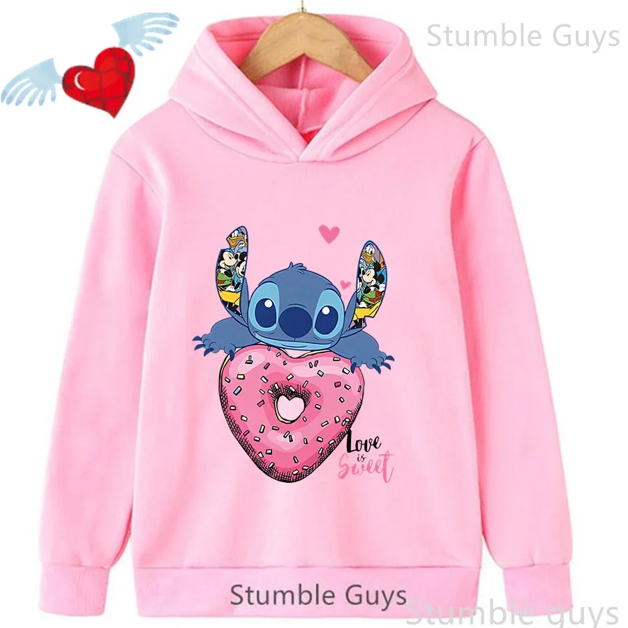 أطفال 3-12Y الخريف ديزني غرزة Kawaii البلوز Trucksuit الدافئة المألوف الأولاد ملابس الفتيات